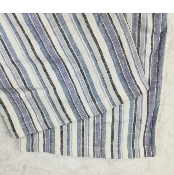 Naturals D&Co Womens Pants Wide Leg Linen Blend Blue Stripe Pull On Pants SZ 1x - Picture 6 of 9
